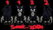 2017 X de creepypasta de Sonic con dos estilos normal y corrupto efecto caricatura